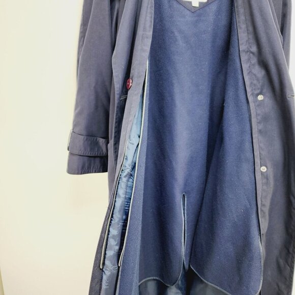 SOPHISTICATE PETITE  Navy Blue Thermal Double-Breasted Trench Coat Size 0 Womens - Picture 8 of 14